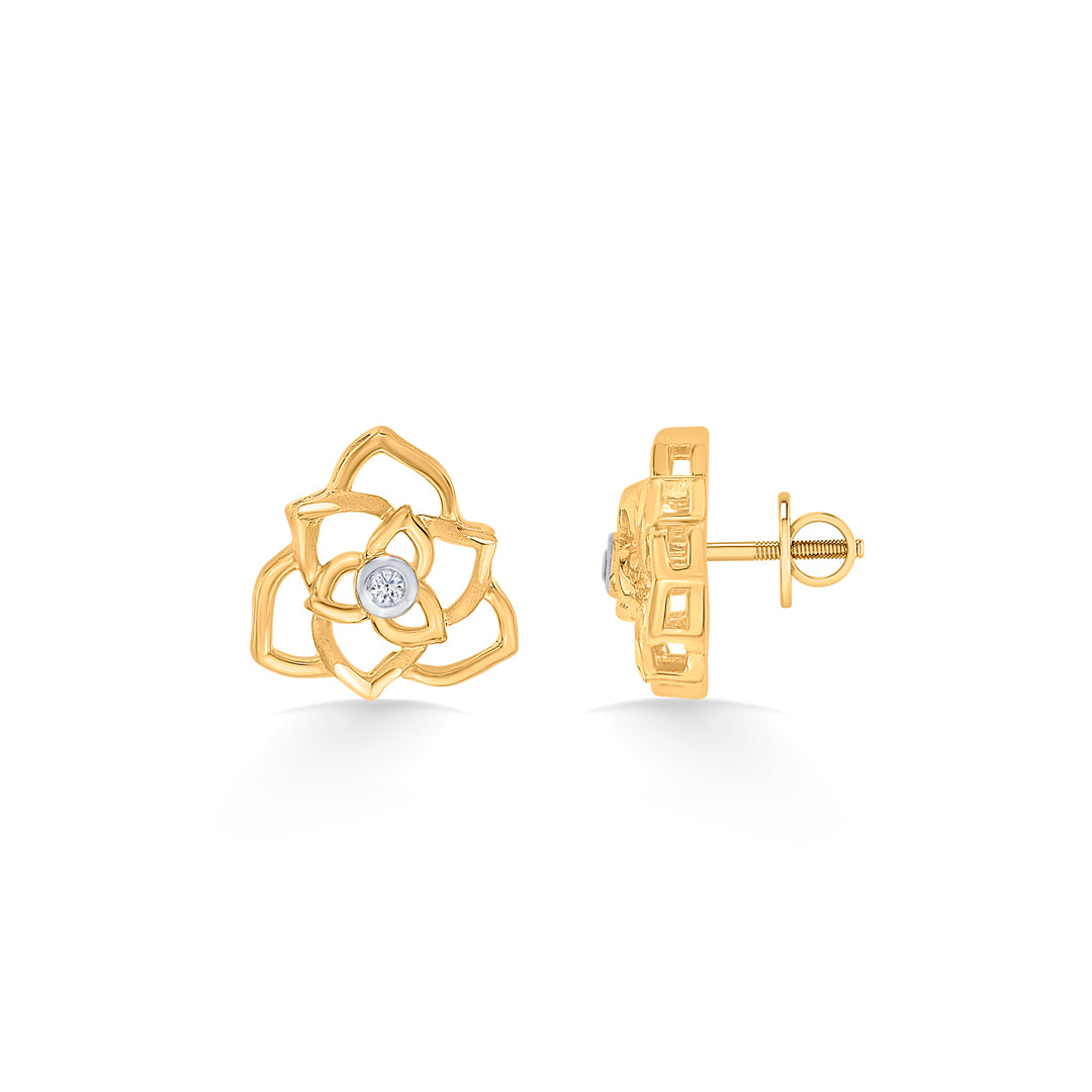 twilight yellow gold stud earring for women