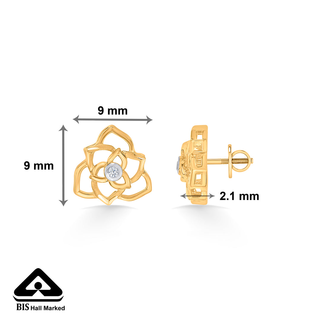 twilight yellow gold stud earring for women