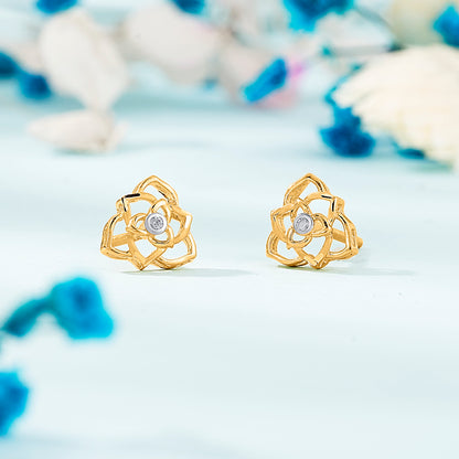 Twilight Yellow Gold Stud Earring For Women