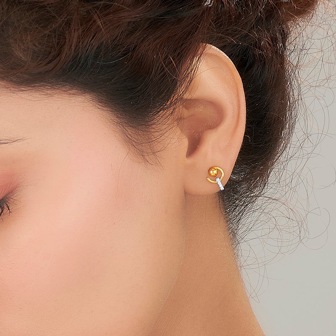 Orion Crest Gold Stud Earring For Women