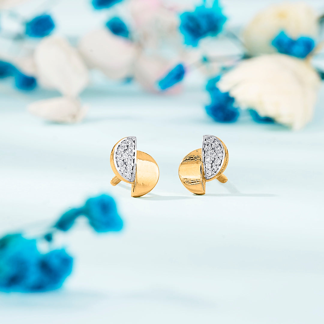Luna Crest Gold Stud Earring For Women