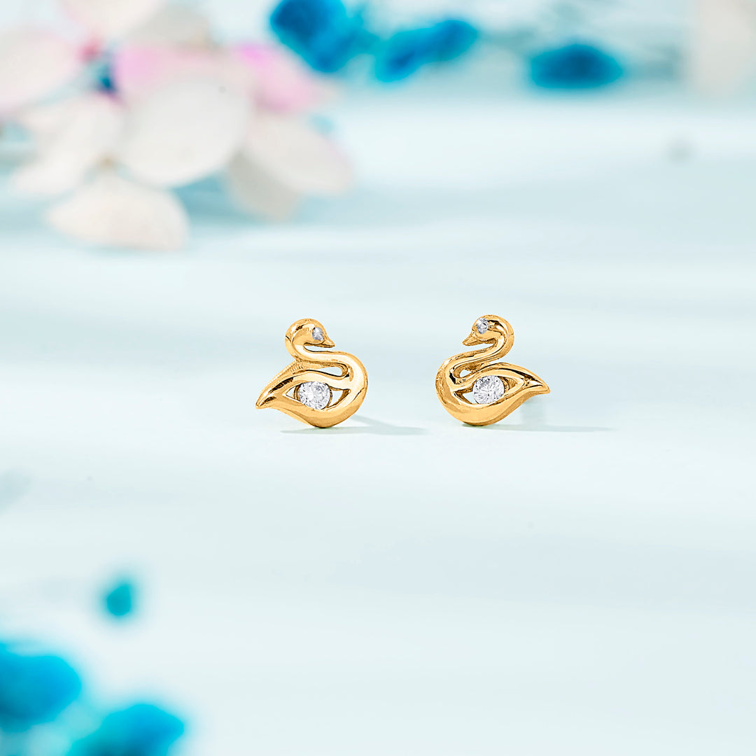 feather gleam gold stud earring for woman