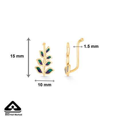 Celestial Foliage Gold Earcuff Earring For Women