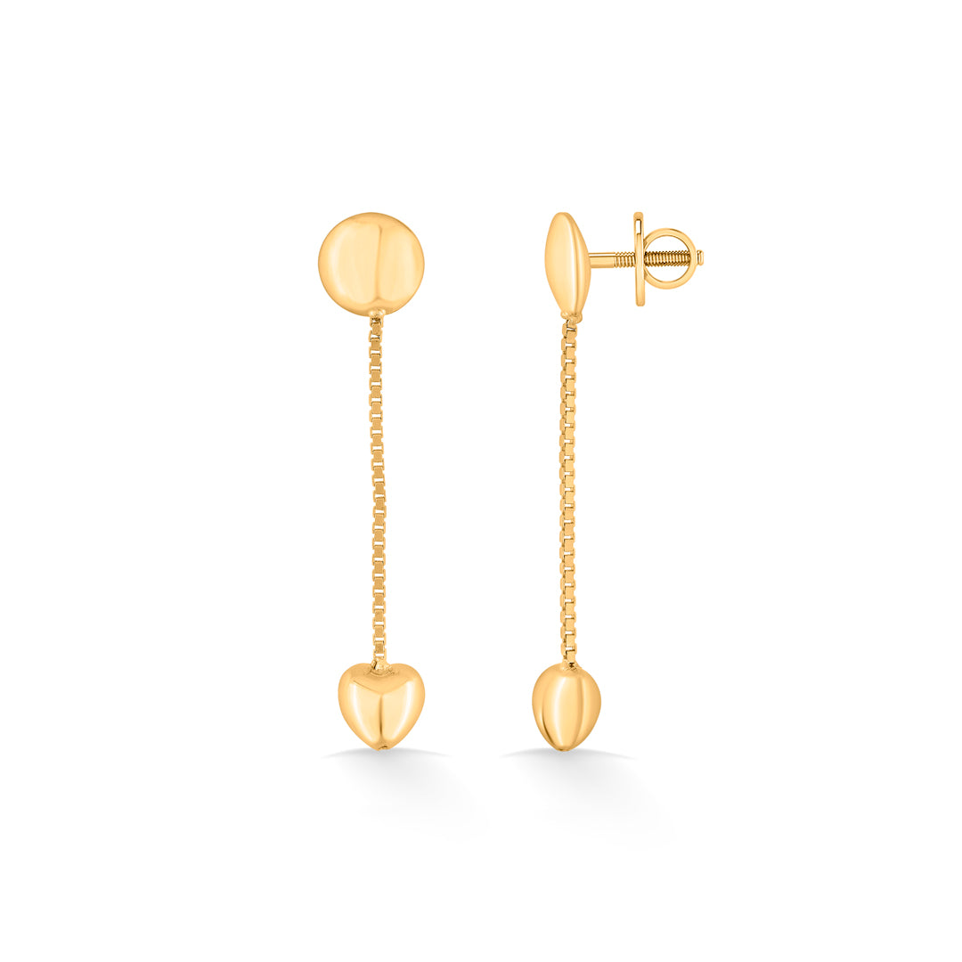 sleek pebble gold dangler earring for women