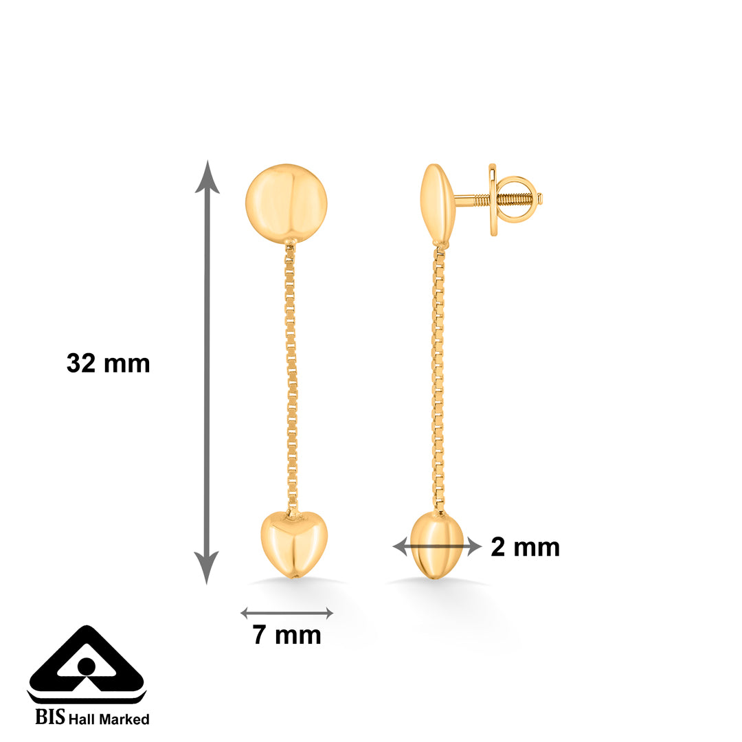 sleek pebble gold dangler earring for women