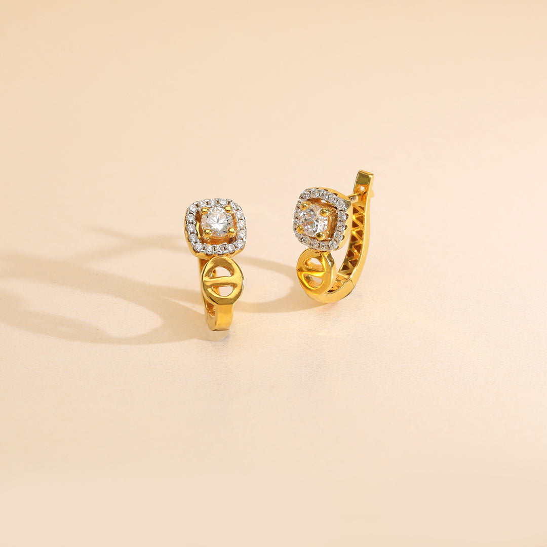 Vistara Crest Hoops & Huggies Gold Earring