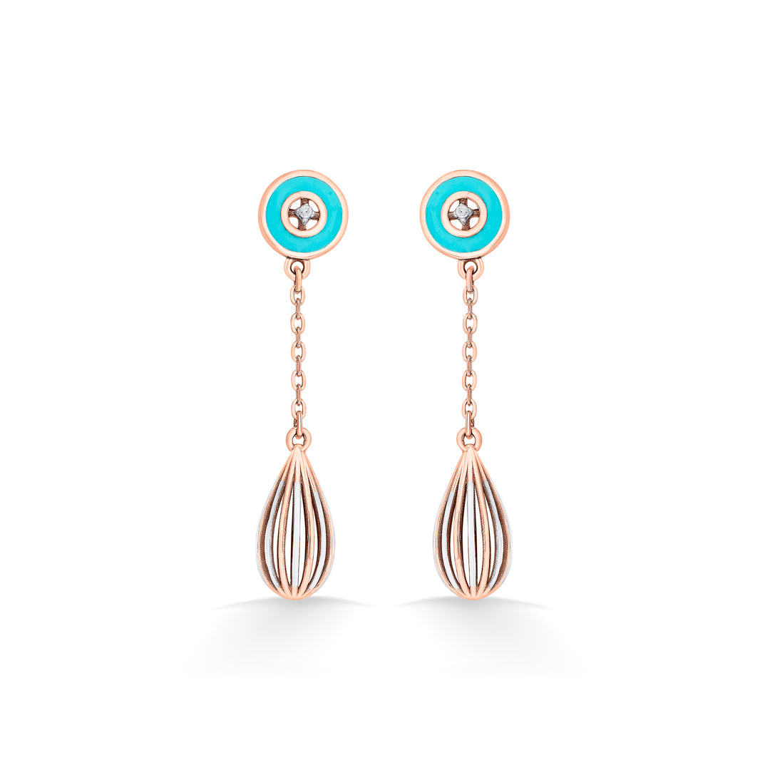 vortex blue gold dangler earring for women