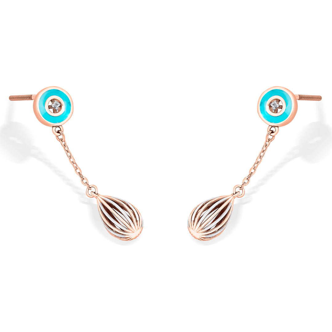 vortex blue gold dangler earring for women
