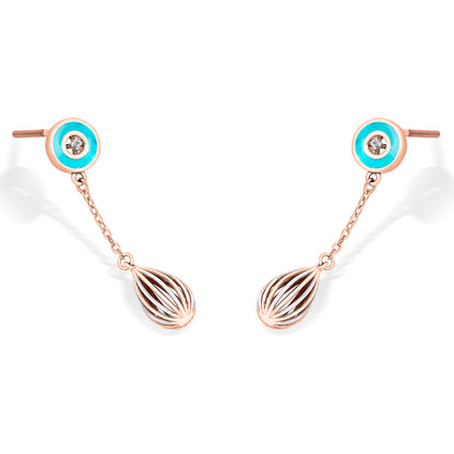 Vortex Blue Gold Dangler Earring For Women