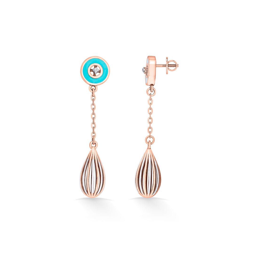 vortex blue gold dangler earring for women