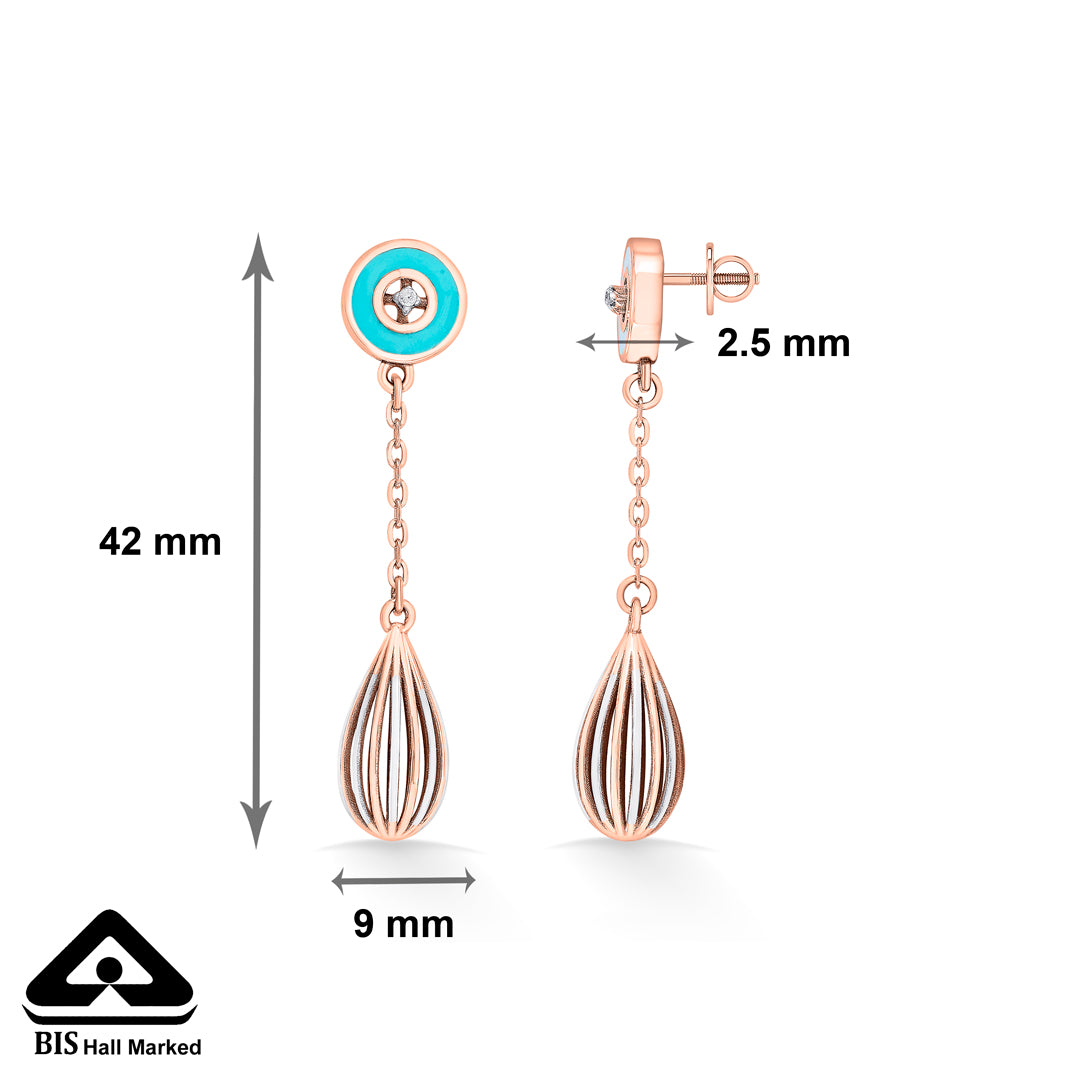 vortex blue gold dangler earring for women