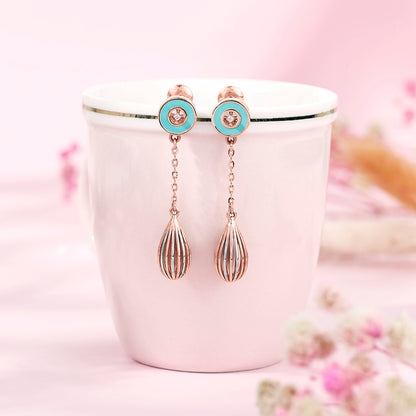 Vortex Blue Gold Dangler Earring For Women