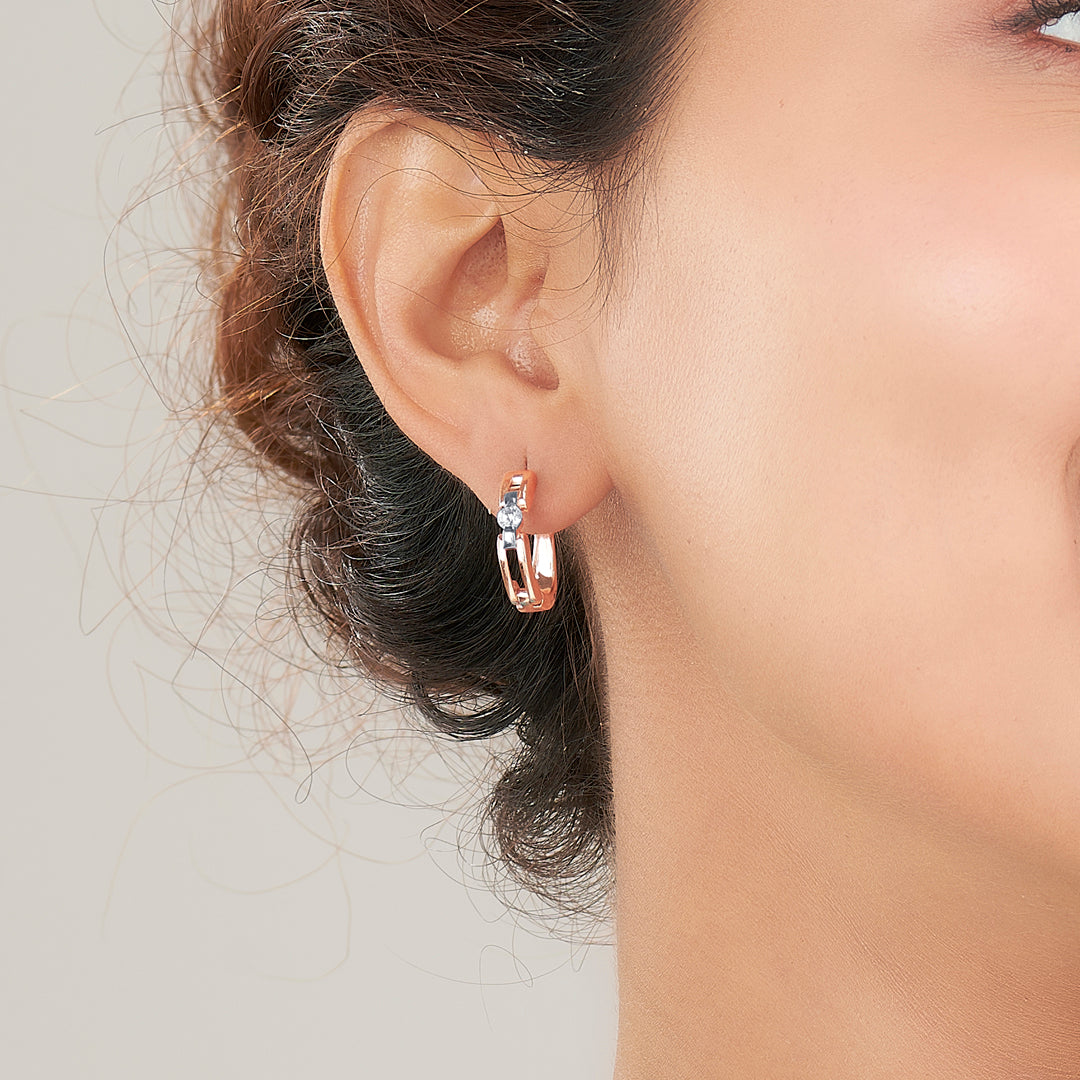 Soft Beam Gold Hoops & Huggies Earring For Women