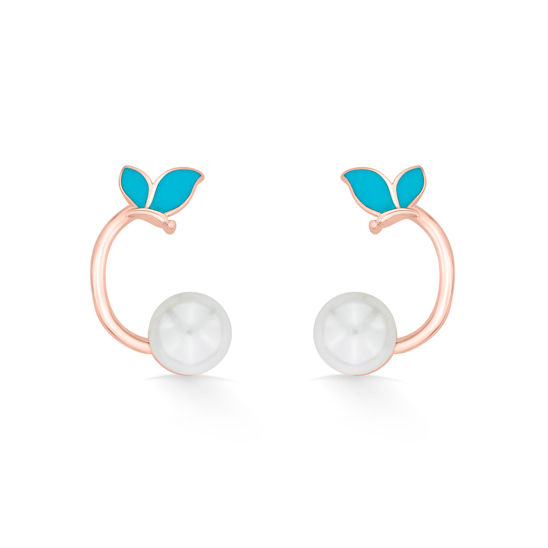 leaf lume gold stud earring for women