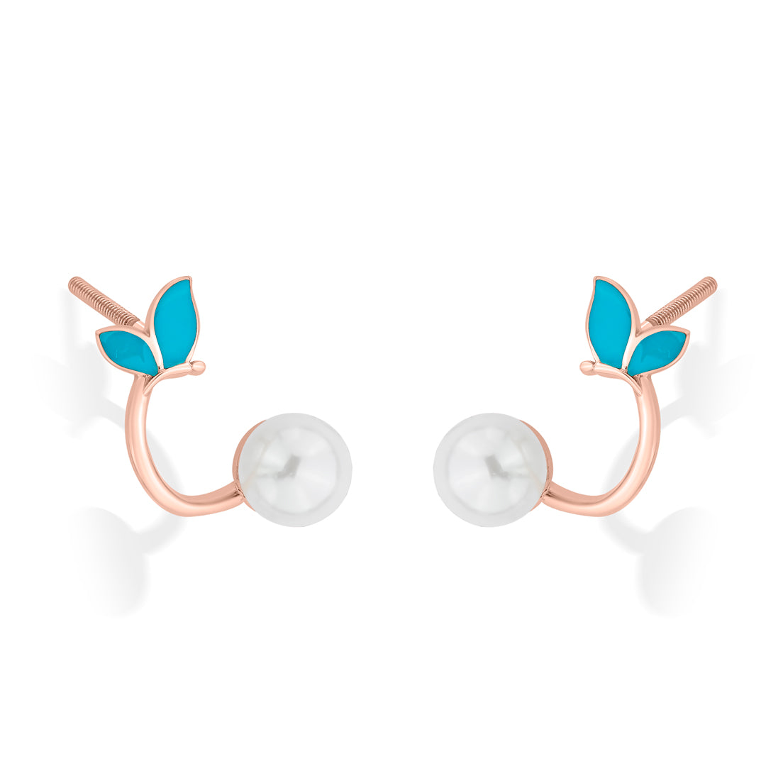 leaf lume gold stud earring for women