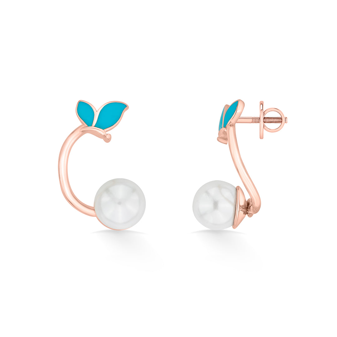 leaf lume gold stud earring for women
