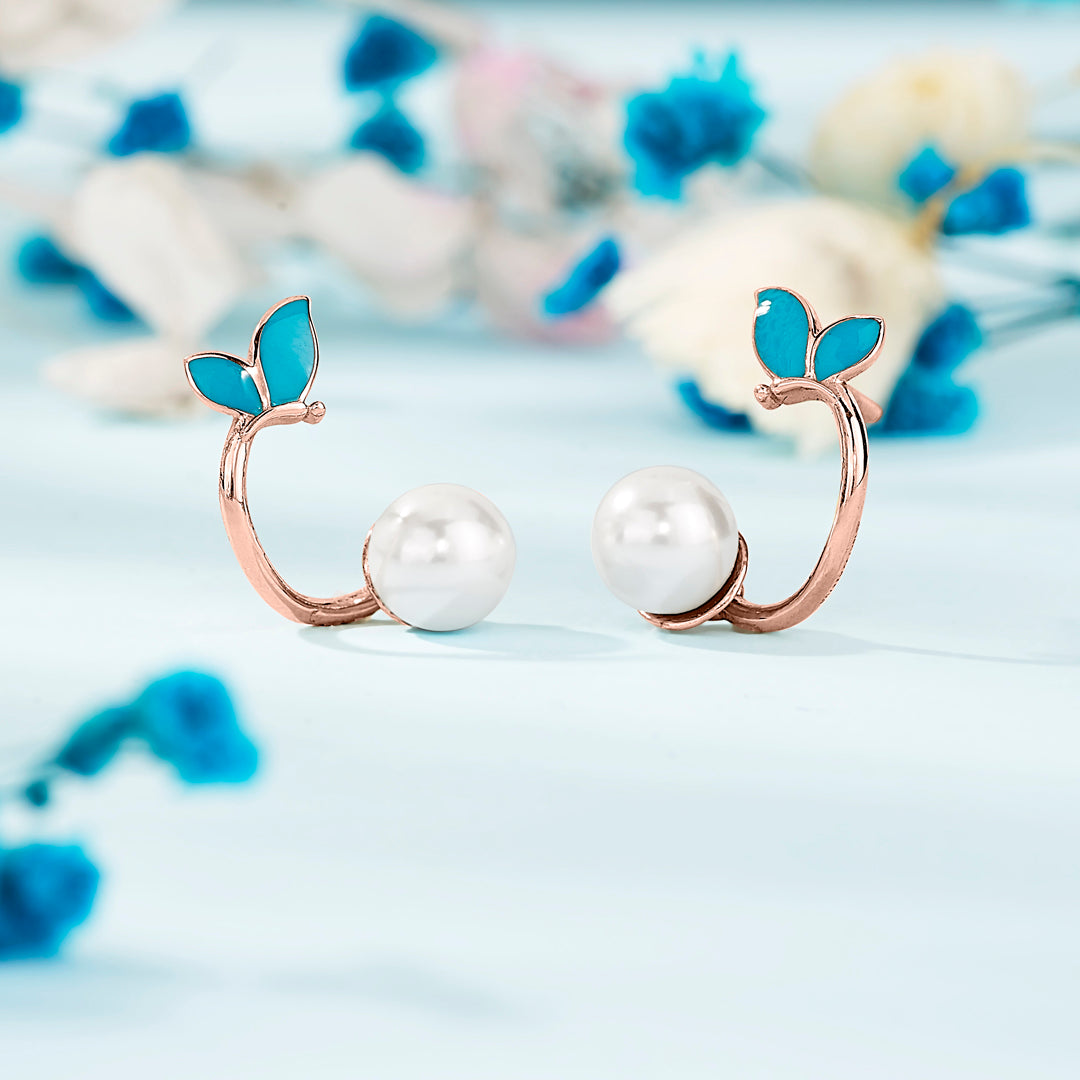 leaf lume gold stud earring for woman