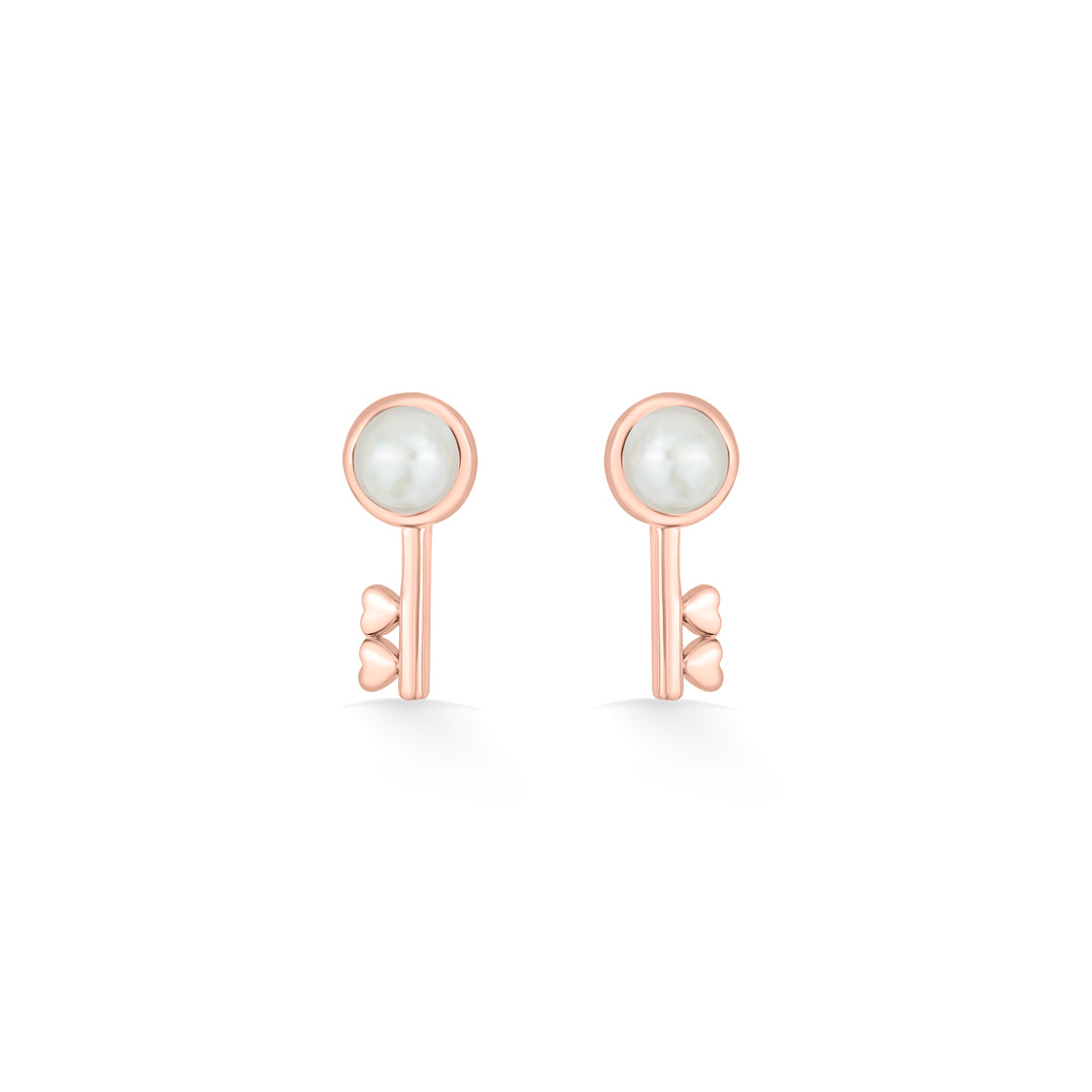 sovereign key gold stud earring for women