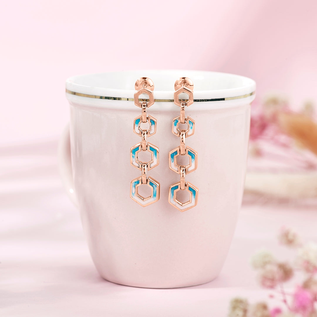 Hexa Gleam Gold Dangler Earring For Women
