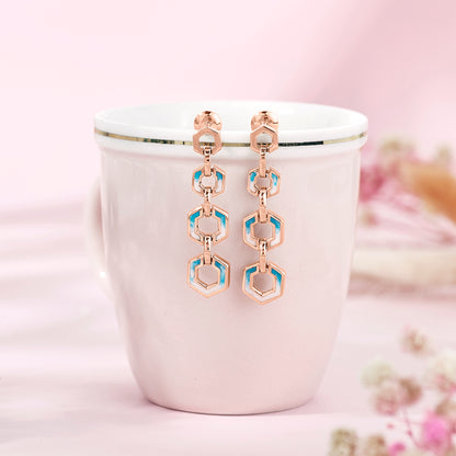 Hexa Gleam Gold Dangler Earring For Women