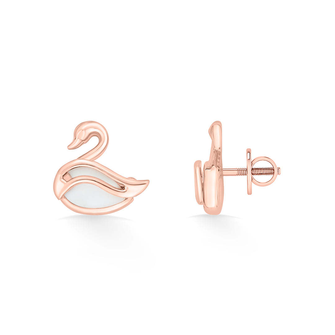 regalia swan gold stud earring for women