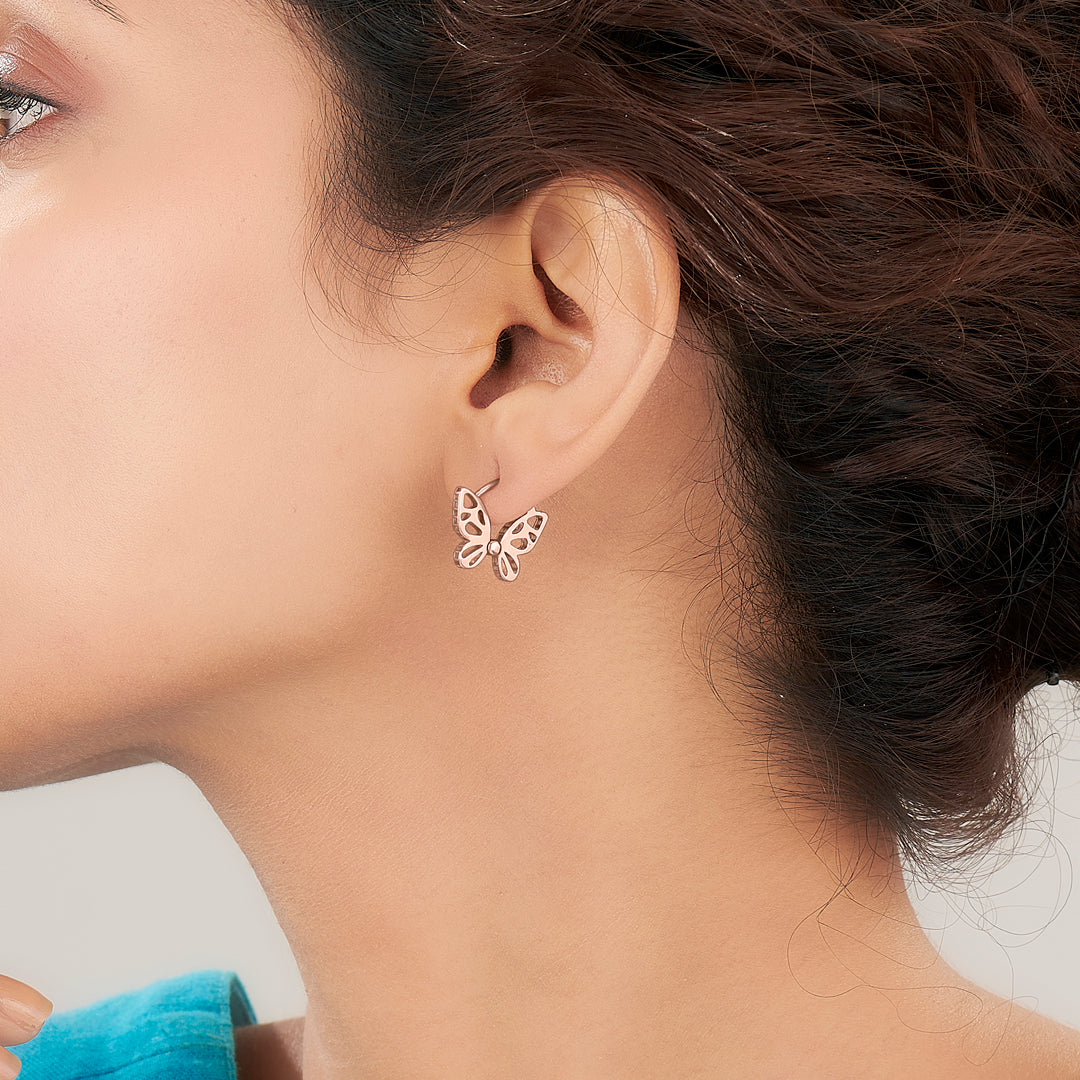 Gilded Papillon Gold Stud Earring For Women