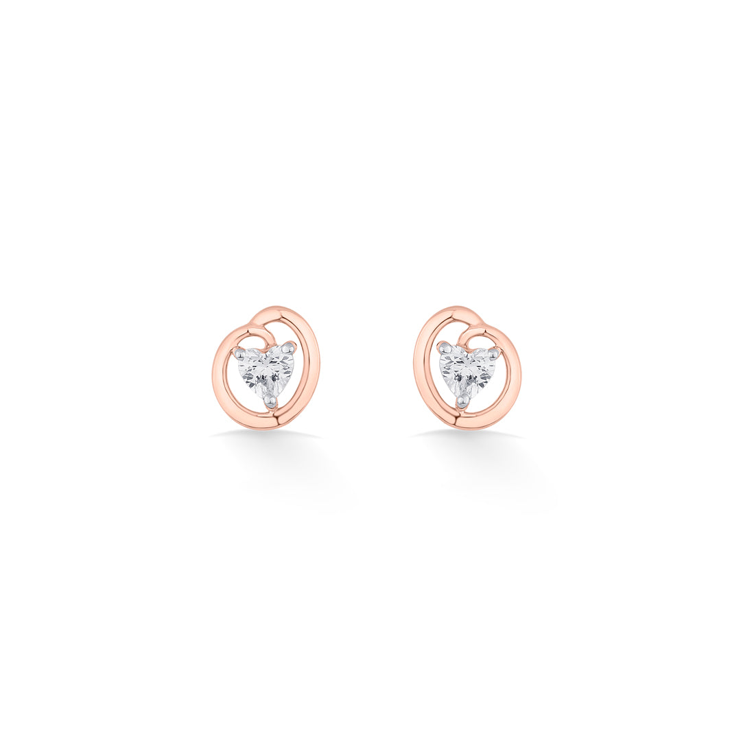 heart nest gold stud earring for women