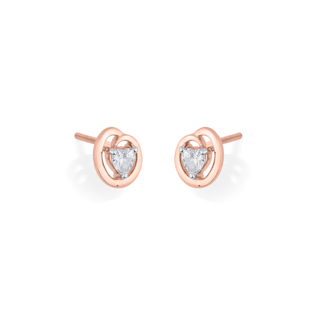 heart nest gold stud earring for women