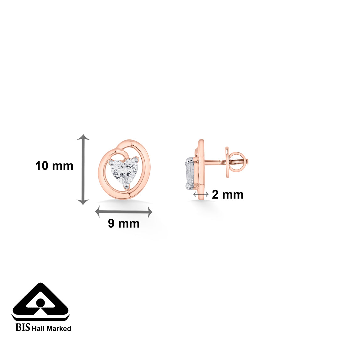 heart nest gold stud earring for women