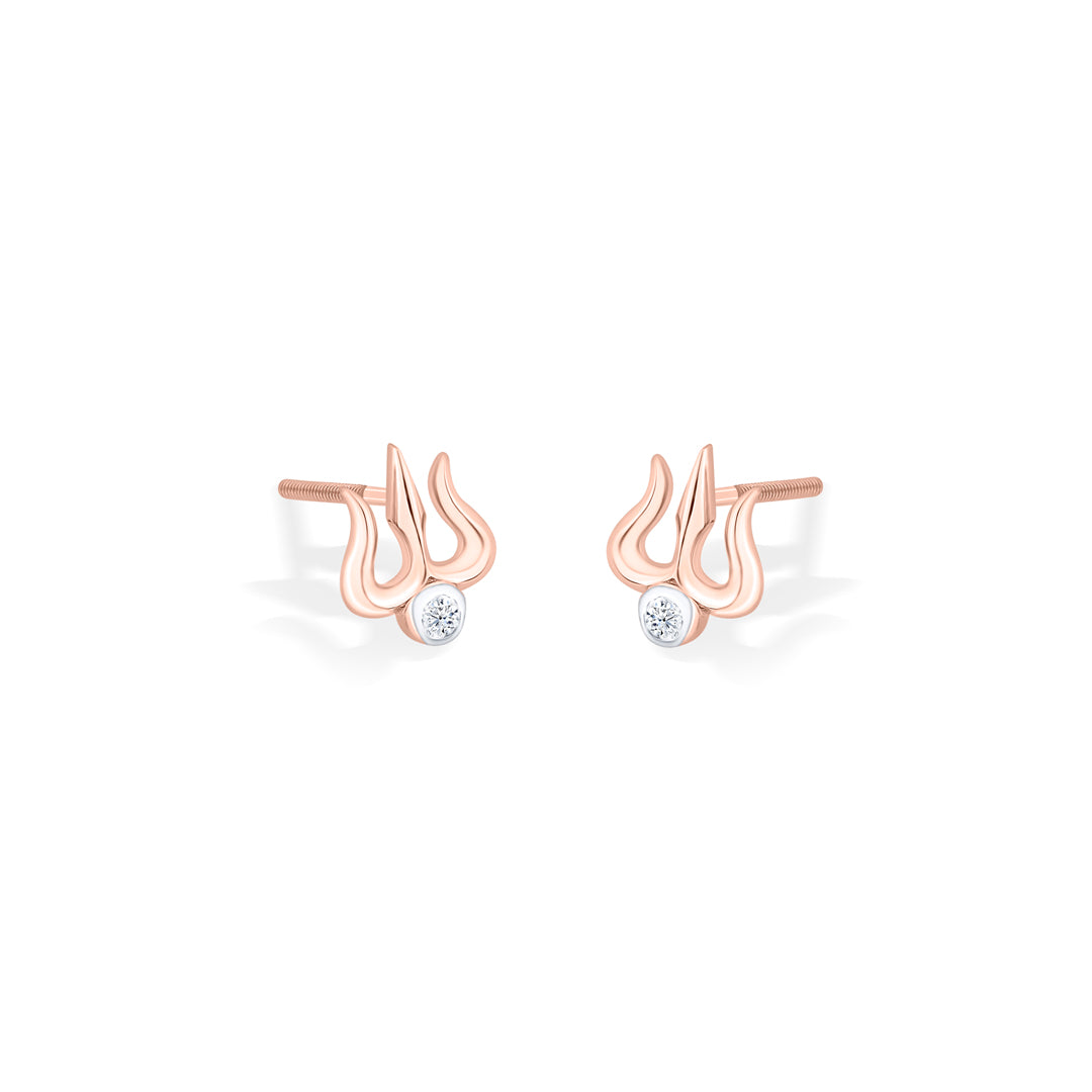 sacred trishul gold stud earring for women