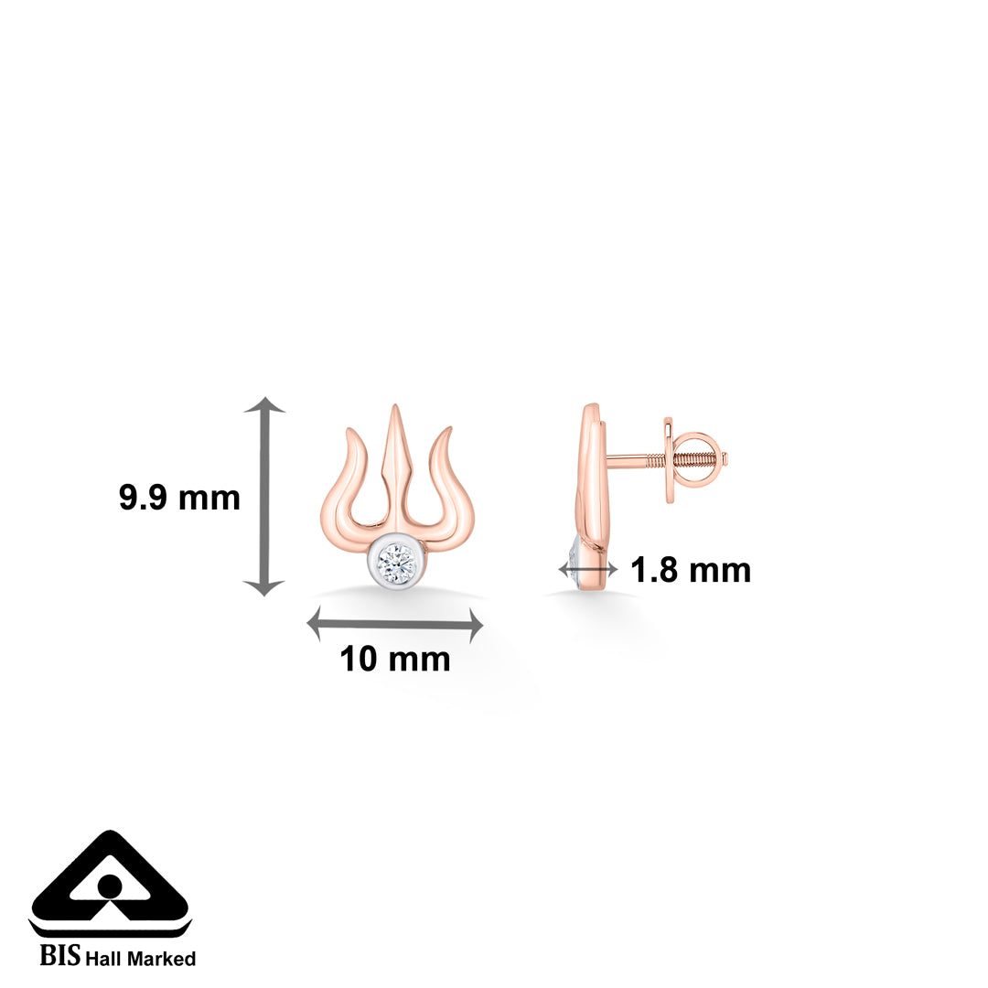 sacred trishul gold stud earring for women