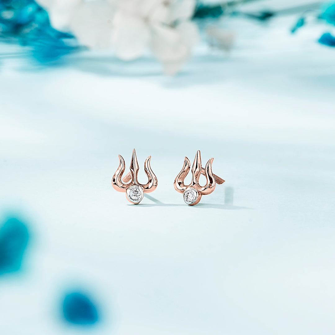 Sacred Trishul Gold Stud Earring For Women