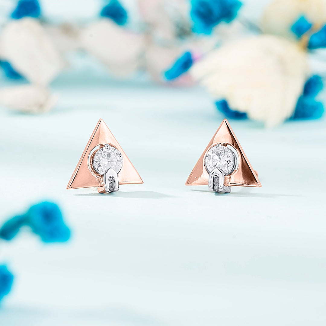 Trinity Stone Gold Stud Earring For Women