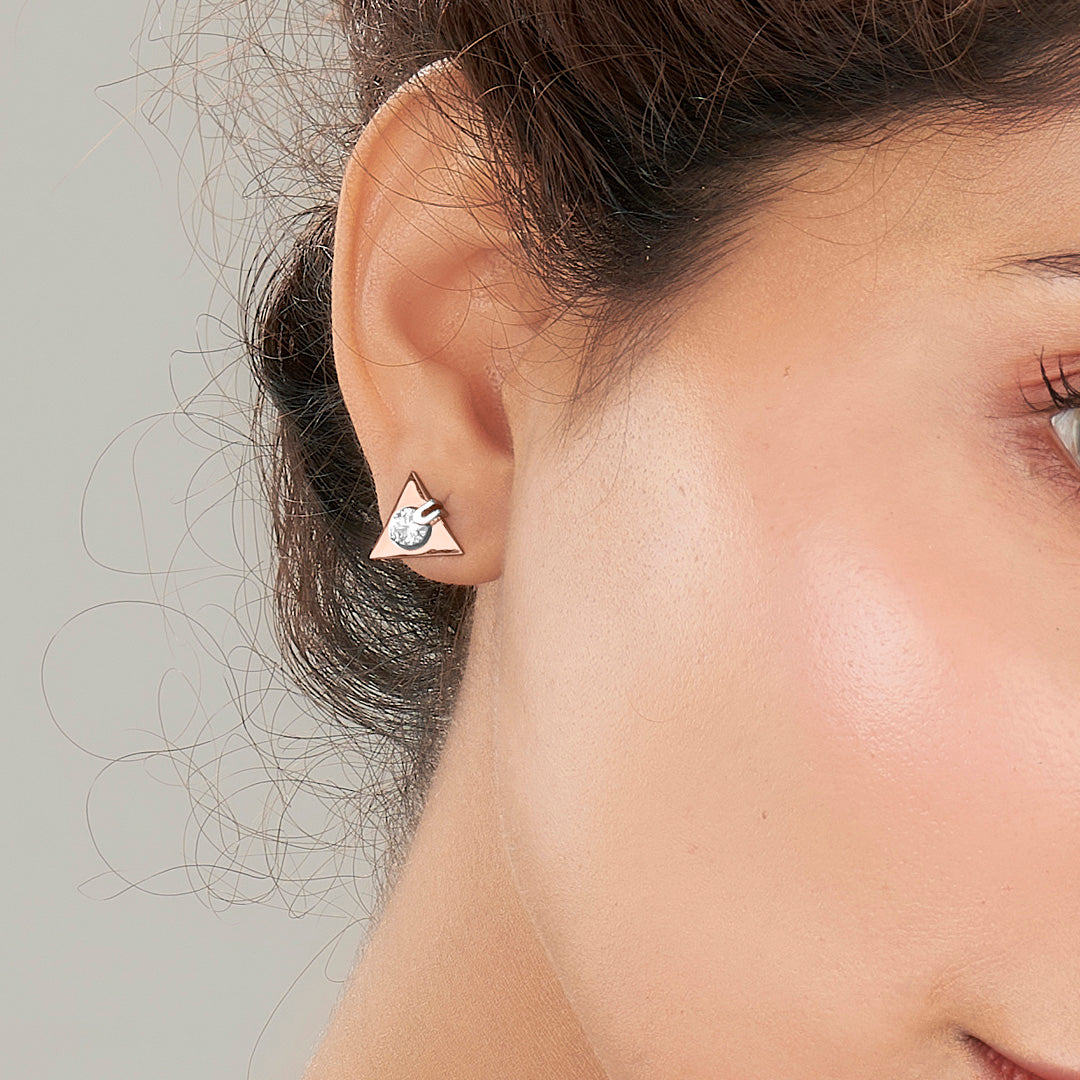 Trinity Stone Gold Stud Earring For Women