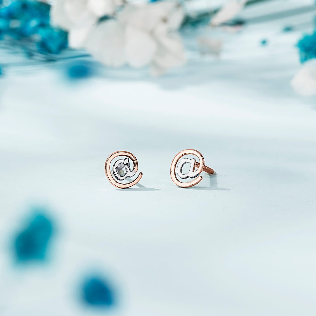 Twirl Charm Gold Stud Earring For Women