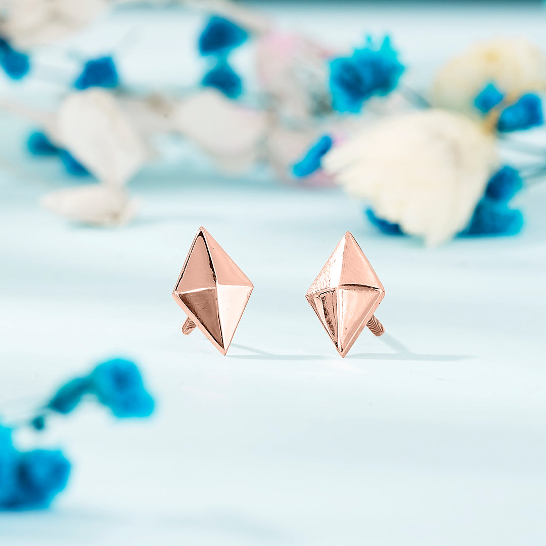 orna edge gold stud earring for women