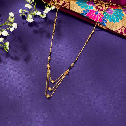 Engraved Gold Modern Mangalsutra For Women