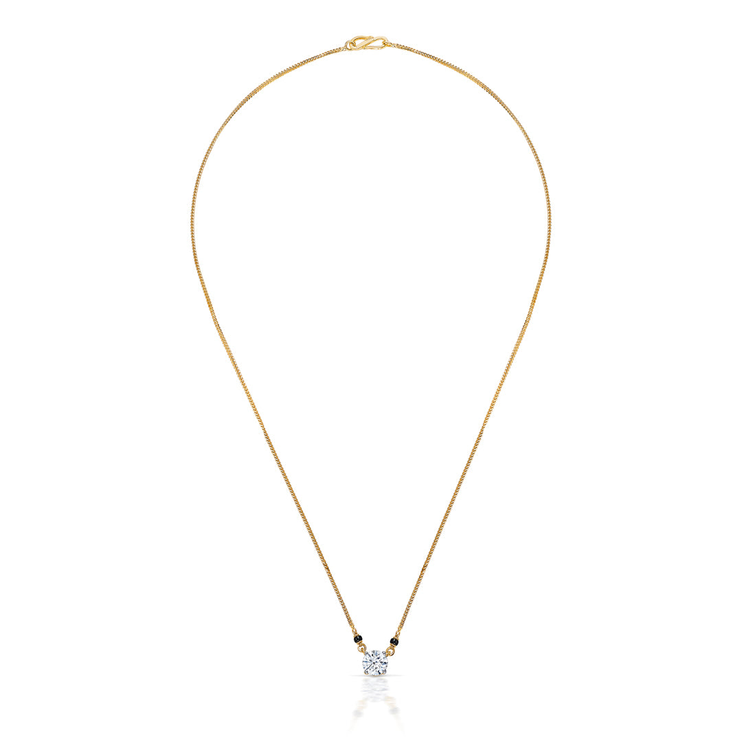 garnet glow yellow gold modern mangalsutra for women