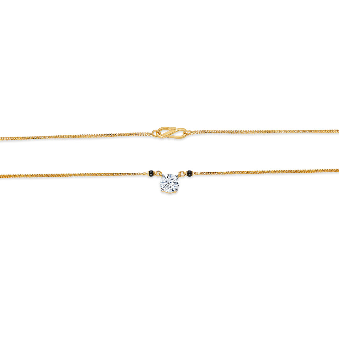 garnet glow yellow gold modern mangalsutra for women