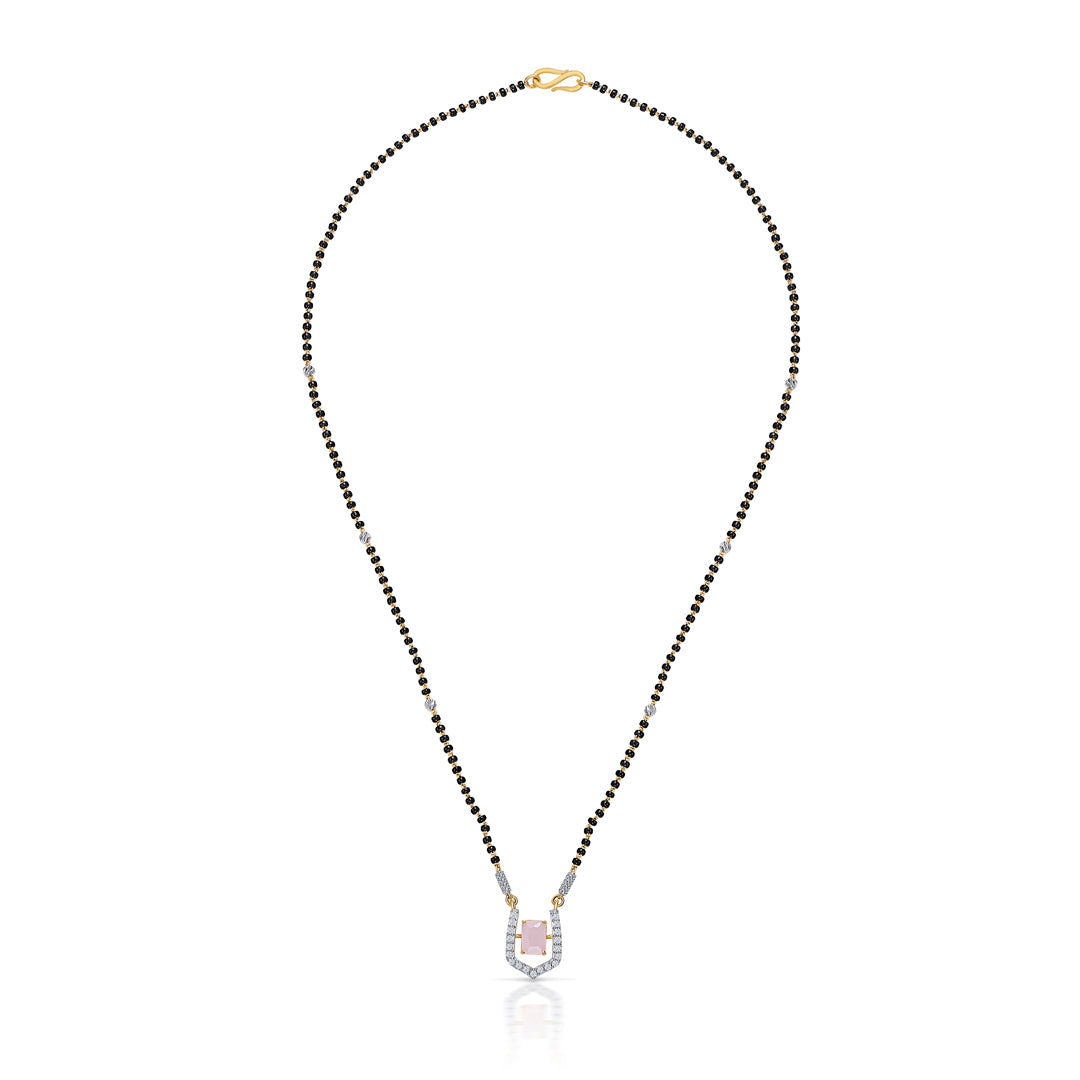 Pink Serenity Yellow Gold Modern Mangalsutra For Women