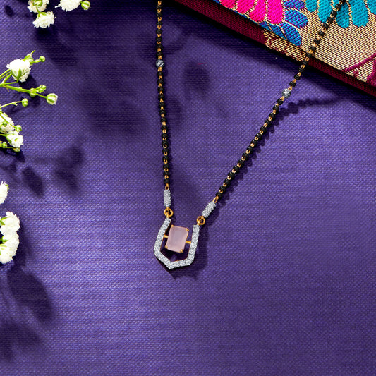 Pink Serenity Yellow Gold Modern Mangalsutra For Women