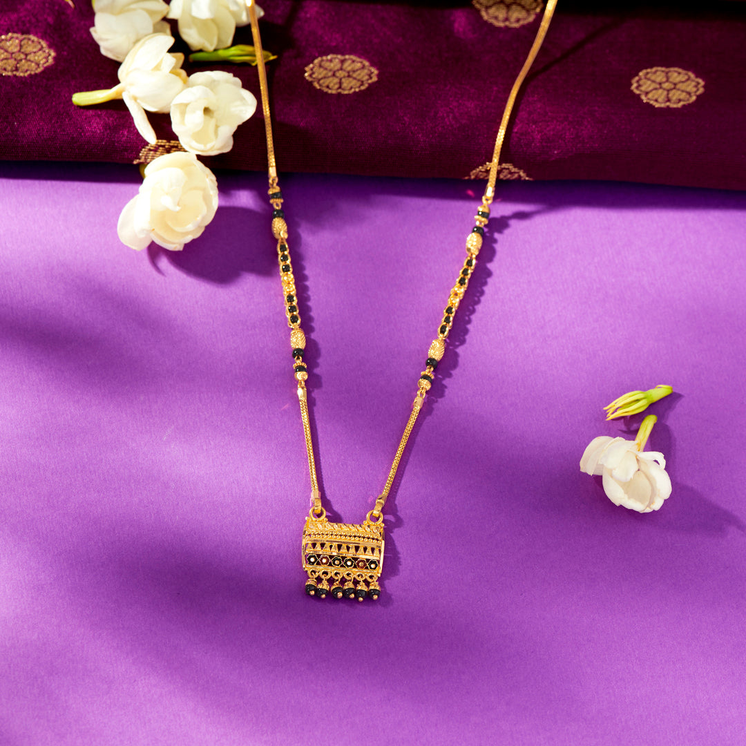 Rectangular Romance Yellow Gold Modern Mangalsutra For Women
