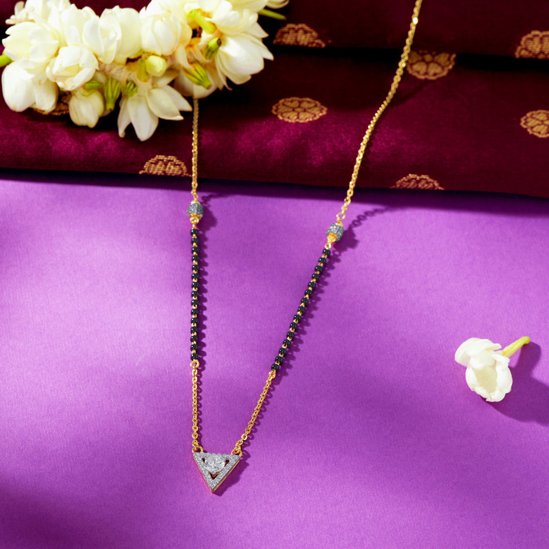 Triangular Delight Yellow Gold Modern Mangalsutra For Women