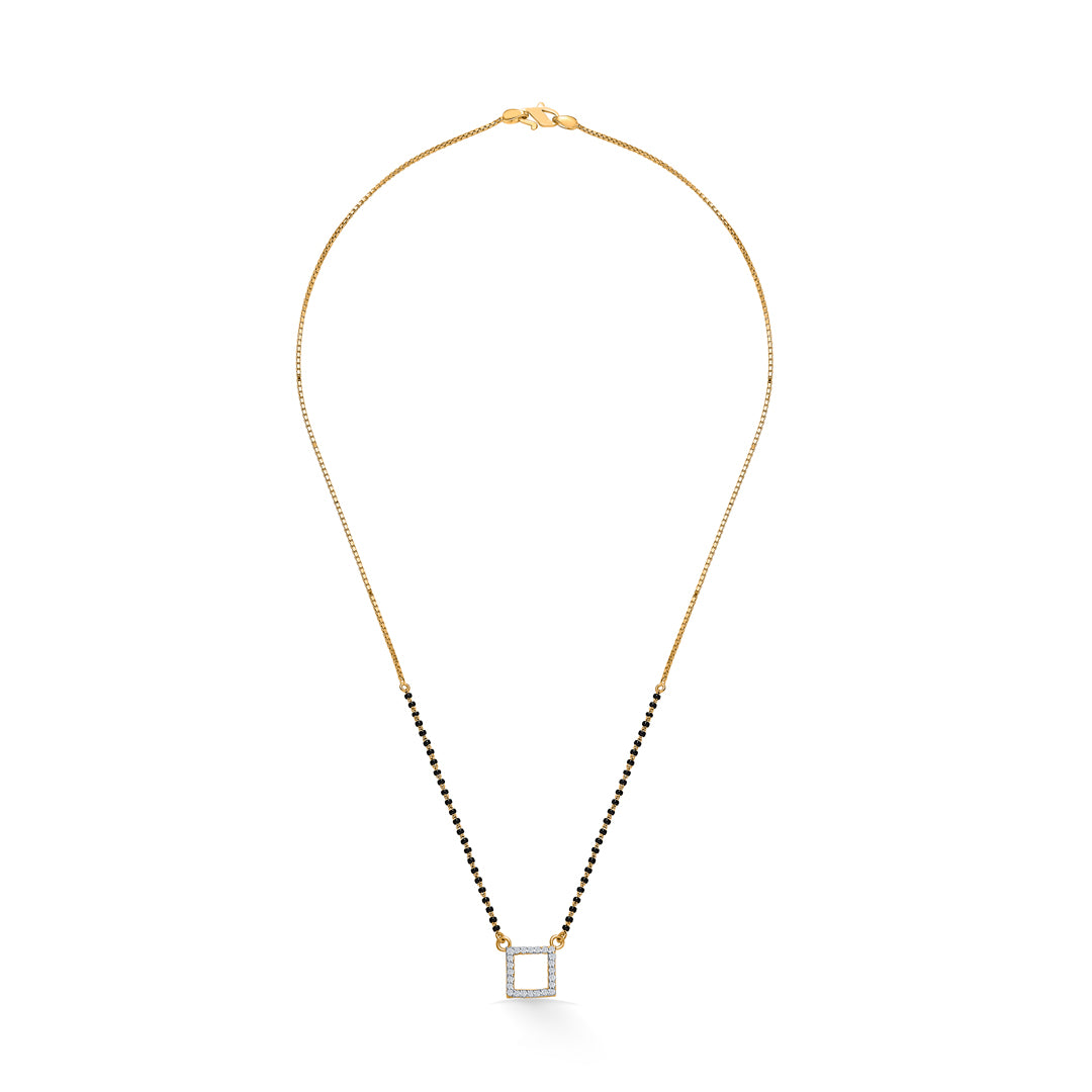 Delightful Cube Yellow Gold Modern Mangalsutra For Women