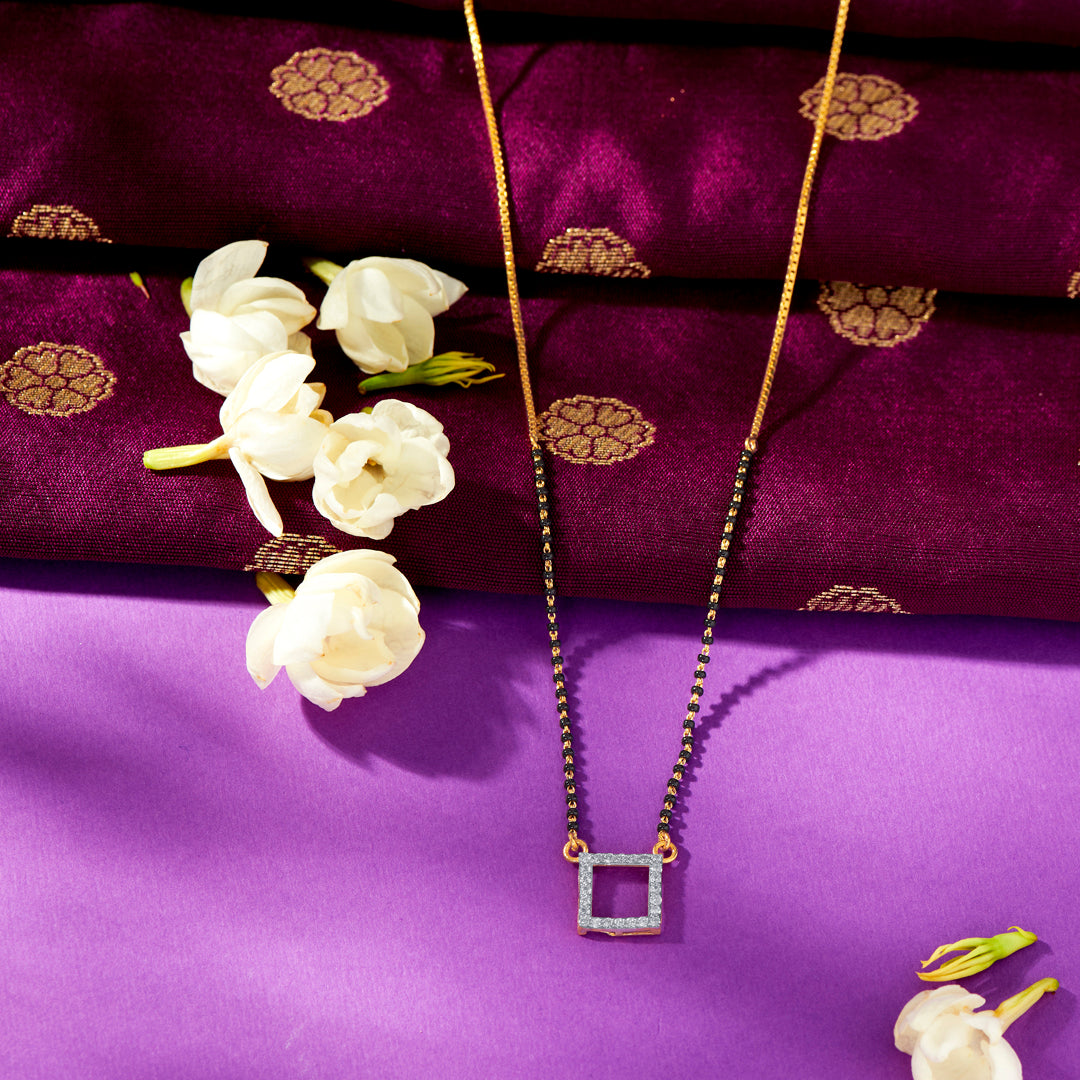 Delightful Cube Yellow Gold Modern Mangalsutra For Women