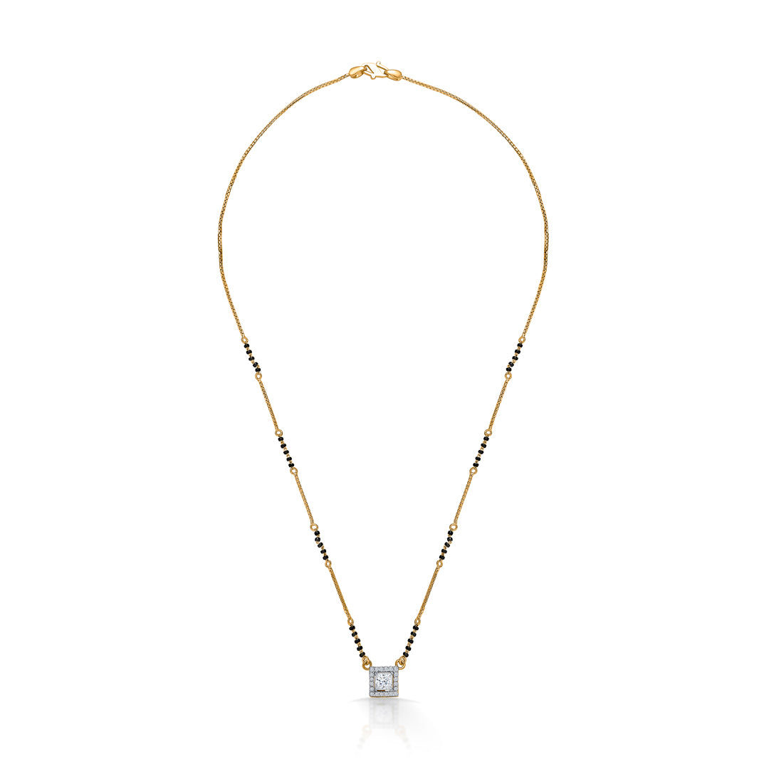 Bold Frame Yellow Gold Modern Mangalsutra For Women
