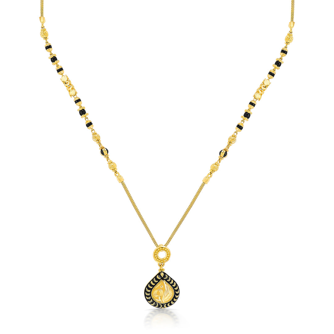 whispering drop yellow gold modern mangalsutra for women