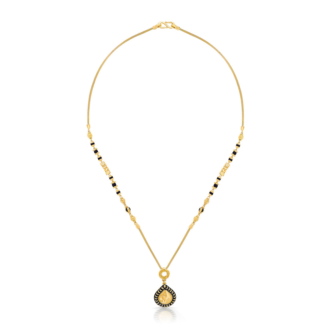 whispering drop yellow gold modern mangalsutra for women