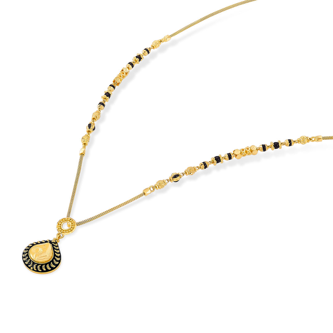 whispering drop yellow gold modern mangalsutra for women