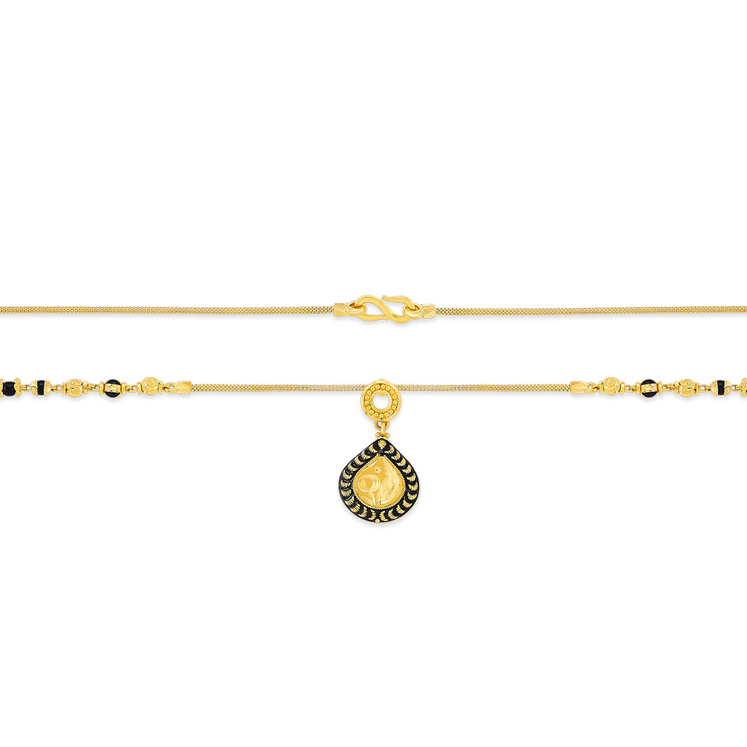 whispering drop yellow gold modern mangalsutra for women